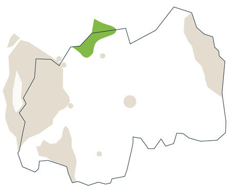 Karte/Map Ruanda - volcanoes